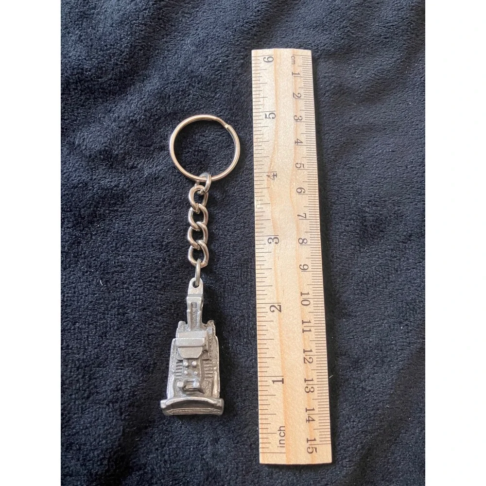 CAT Keychain Silver Tone Caterpillar Bulldozer Diecast Metal
